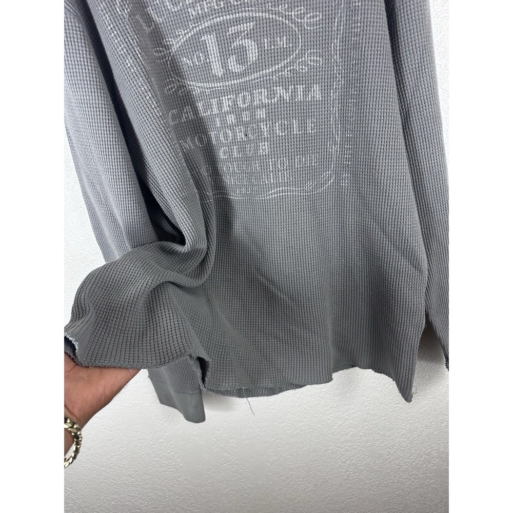 Lucky Brand Vintage Inspired XL Gray Thermal Waffle Knit Distressed - Picture 5 of 9